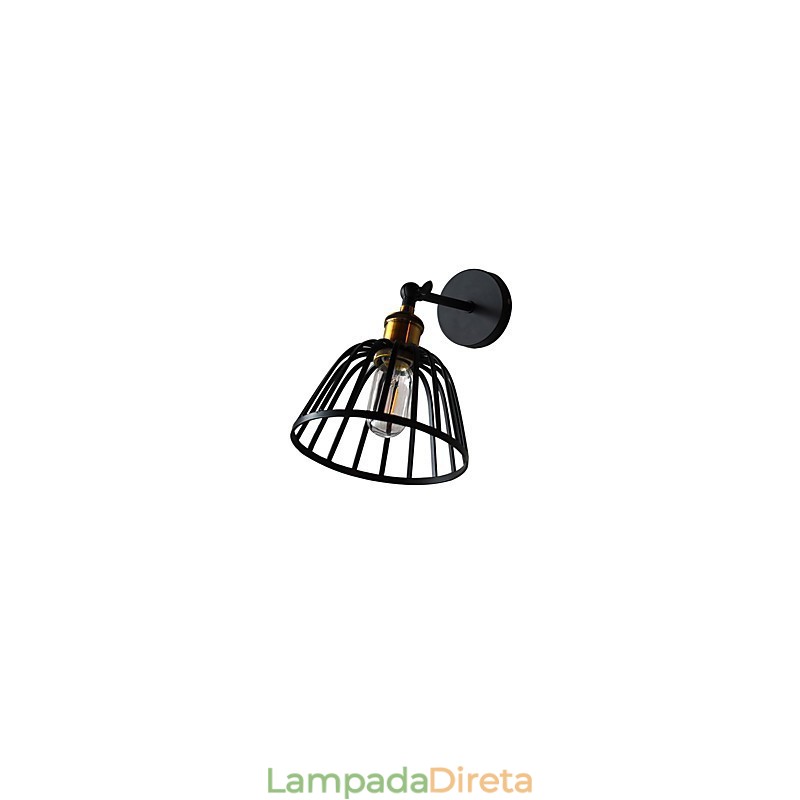 Luminária de parede de aço pintado com luz, decoração de café americano preto e branco, luminária de parede retrô, lâmpada de sabre de luz na parede