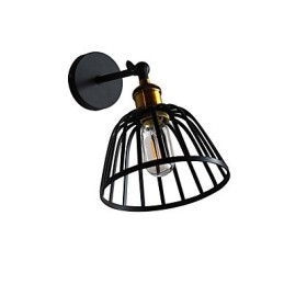 Luminária de parede de aço pintado com luz, decoração de café americano preto e branco, luminária de parede retrô, lâmpada de sabre de luz na parede