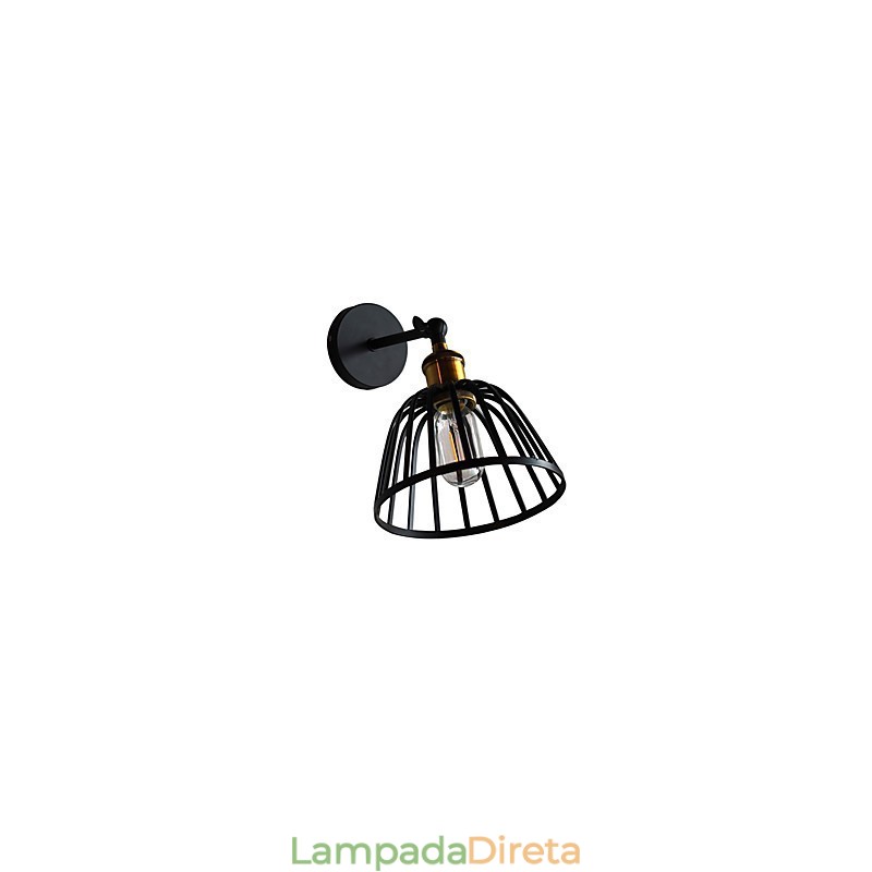 Luminária de parede de aço pintado com luz, decoração de café americano preto e branco, luminária de parede retrô, lâmpada de sabre de luz na parede