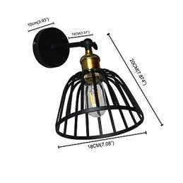 Luminária de parede de aço pintado com luz, decoração de café americano preto e branco, luminária de parede retrô, lâmpada de sabre de luz na parede