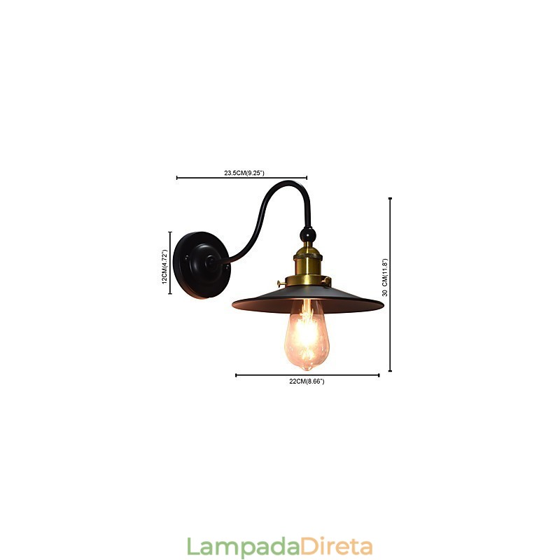 Luminária de parede Arandelas de parede Luminária de parede de ferro Lâmpada de parede sabre de luz preta muda na parede