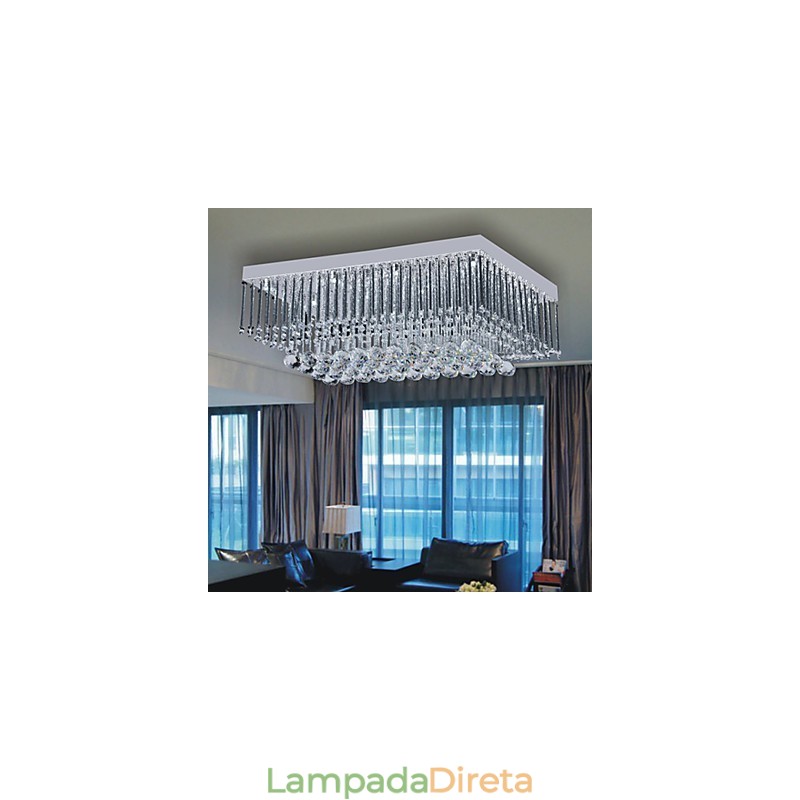 Luminária de teto artística com design de contas de cristal