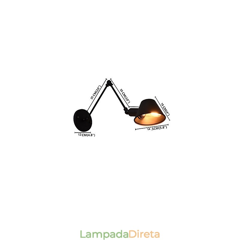 Luminária de parede Arandelas de parede Luminária de parede de ferro Lâmpada de parede sabre de luz preta muda na parede