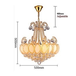 Lustre de luxo moderno com pingente de cristal, diâmetro de 50 cm, contém 8 lâmpadas