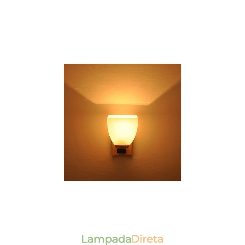 Luminária de parede simples, abajur de mesa de cabeceira com cúpula de vidro e madeira maciça para quarto, cômoda, sala de estar, quarto de bebê, dormitório universitário, mesa de centro, estantes de livros