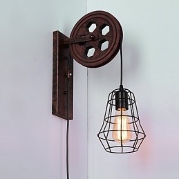 Luminária de parede de ferro retrô industrial personalidade criativa luminária de parede com polia elevatória