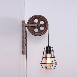 Luminária de parede de ferro retrô industrial personalidade criativa luminária de parede com polia elevatória