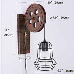 Luminária de parede de ferro retrô industrial personalidade criativa luminária de parede com polia elevatória