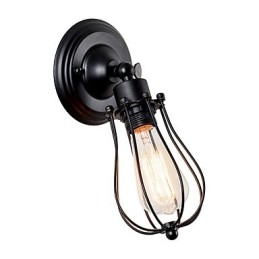 Luminária de parede vintage Luminária de parede industrial Luminária de parede com gaiola de arame de metal preto