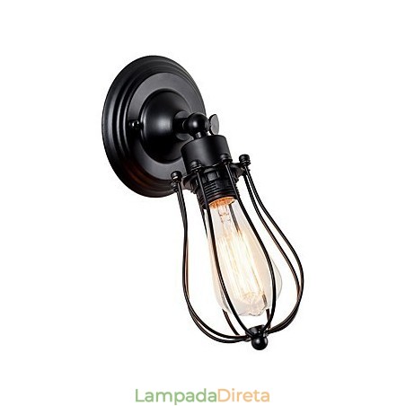 Luminária de parede vintage Luminária de parede industrial Luminária de parede com gaiola de arame de metal preto Luminária de parede vintage Luminária de parede industrial Luminária de parede com gaiola de arame de metal preto