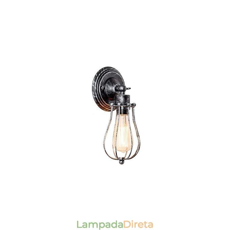 Luminária de parede vintage Luminária de parede industrial Luminária de parede com gaiola de arame de metal preto