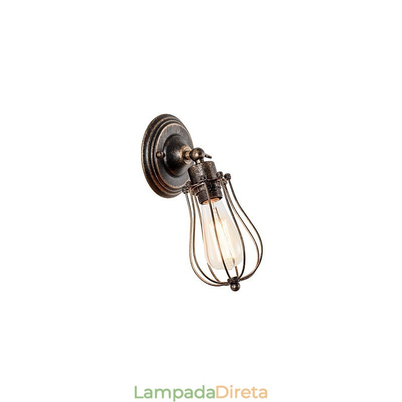 Luminária de parede vintage Luminária de parede industrial Luminária de parede com gaiola de arame de metal preto
