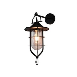 Luminária de parede de aço pintado com luz, decoração de café americano preto e branco, luminária de parede retrô, lâmpada de sabre de luz na parede