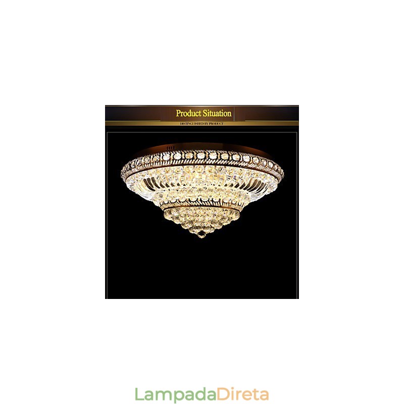 Luminária de teto de cristal de luxo moderna absorve luz de cúpula de 60 cm de diâmetro