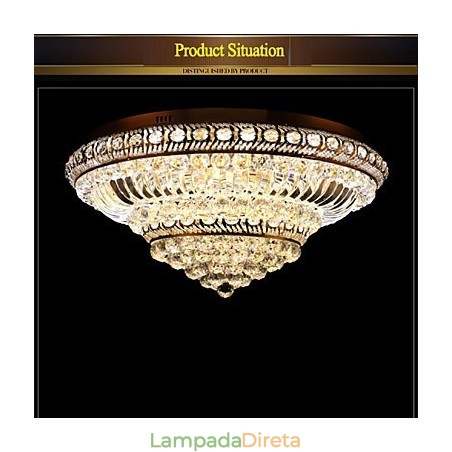 Luminária de teto de cristal de luxo moderna absorve luz de cúpula de 60 cm de diâmetro Luminária de teto de cristal de luxo moderna absorve luz de cúpula de 60 cm de diâmetro