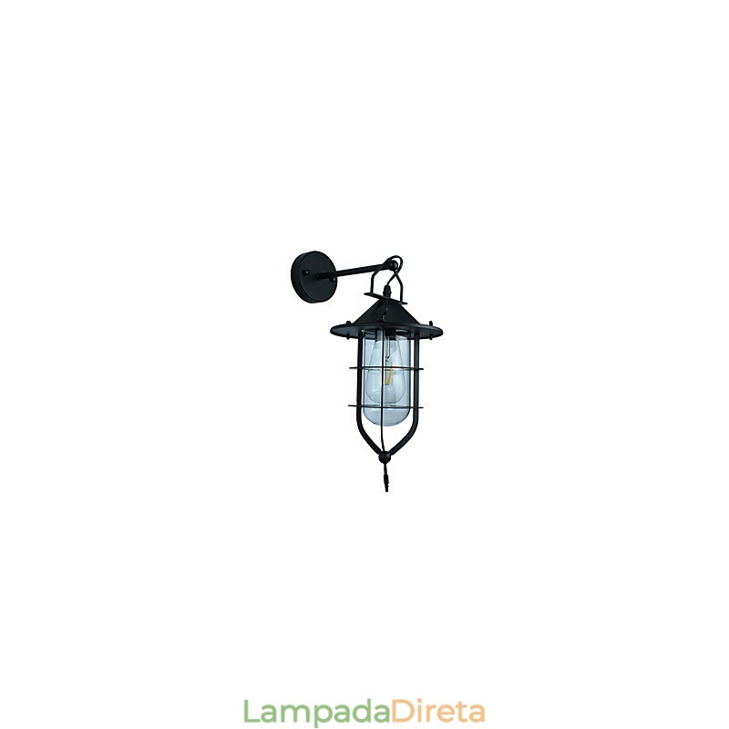 Luminária de parede de aço pintado com luz, decoração de café americano preto e branco, luminária de parede retrô, lâmpada de sabre de luz na parede