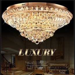 Luminária de teto de cristal de luxo moderna absorve luz de cúpula de 60 cm de diâmetro