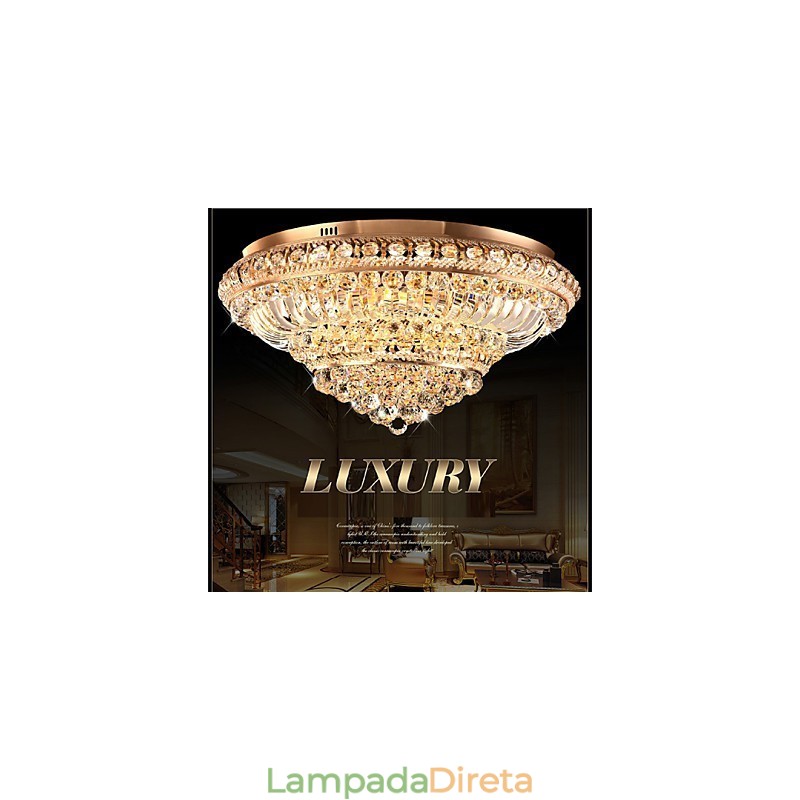 Luminária de teto de cristal de luxo moderna absorve luz de cúpula de 60 cm de diâmetro