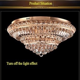 Luminária de teto de cristal de luxo moderna absorve luz de cúpula de 60 cm de diâmetro