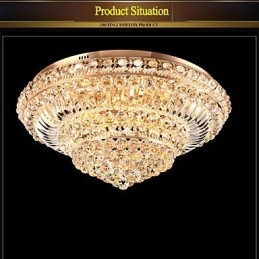 Luminária de teto de cristal de luxo moderna absorve luz de cúpula de 60 cm de diâmetro