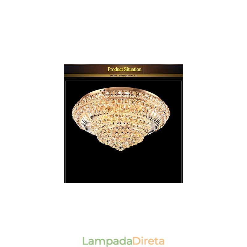 Luminária de teto de cristal de luxo moderna absorve luz de cúpula de 60 cm de diâmetro