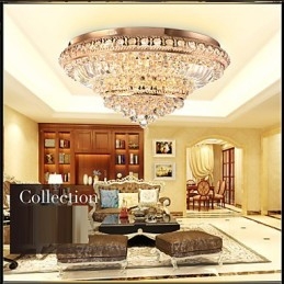 Luminária de teto de cristal de luxo moderna absorve luz de cúpula de 60 cm de diâmetro