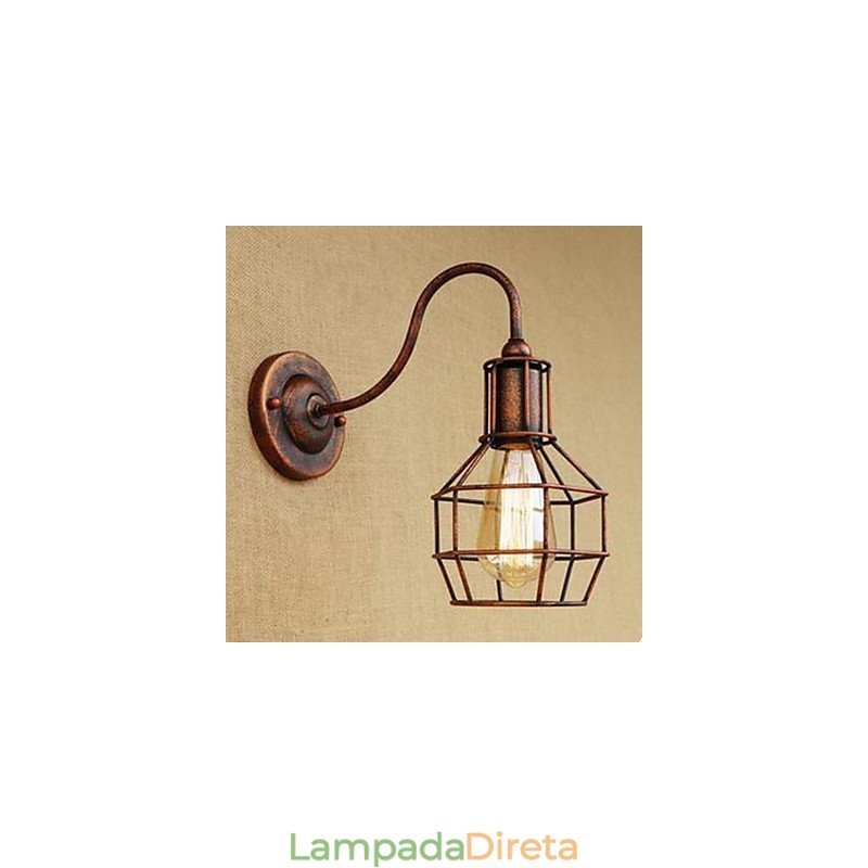 Iron Art Long Arm Nostalgic And Retro Creative Character Rust Color Study Sala de estar Head Of The American Wall Lamp