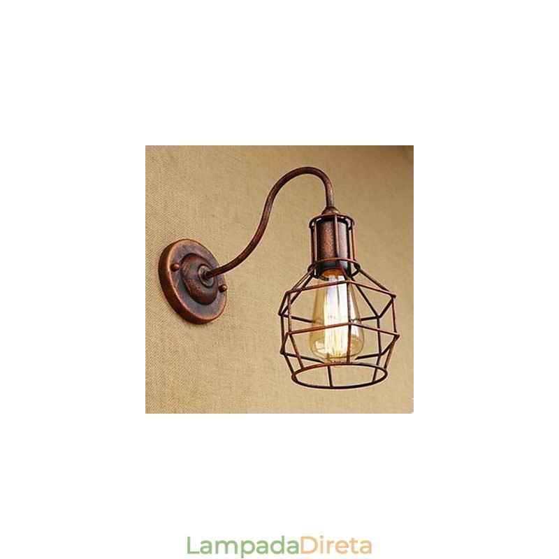 Iron Art Long Arm Nostalgic And Retro Creative Character Rust Color Study Sala de estar Head Of The American Wall Lamp