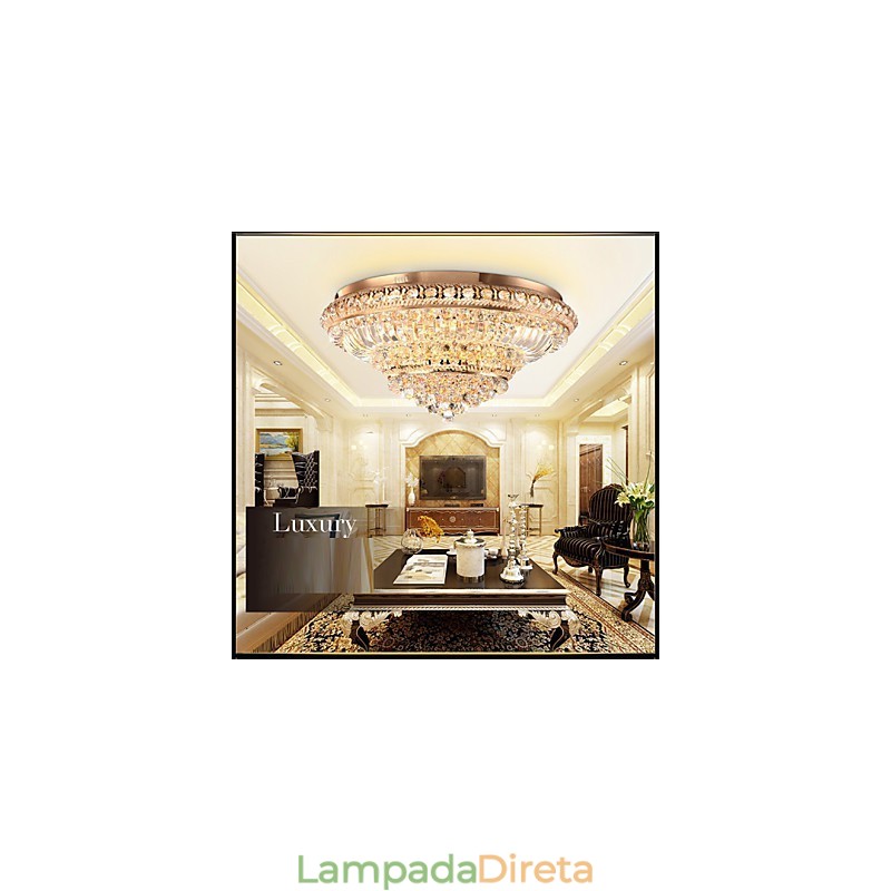 Luminária de teto de cristal de luxo moderna absorve luz de cúpula de 60 cm de diâmetro