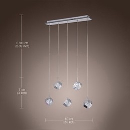 Luminária pendente moderna contemporânea de cristal cromado