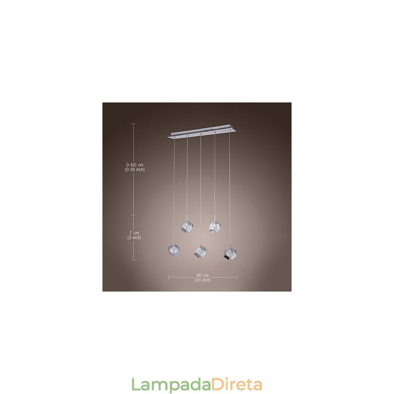 Luminária pendente moderna contemporânea de cristal cromado