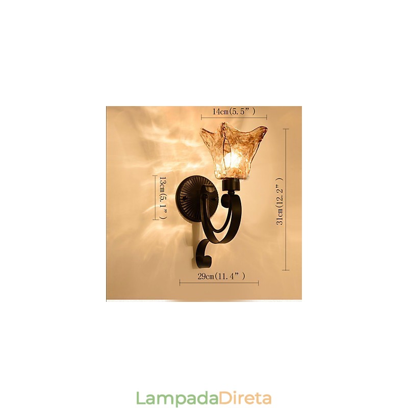 Luminária de parede simples para sala de estar, ferro, decorativa, quarto, cabeceira, lâmpada de corredor