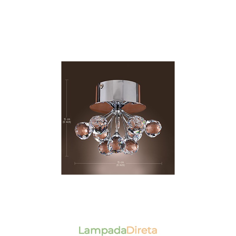 Mini estilo moderno e contemporâneo de cristal cromado metal embutido