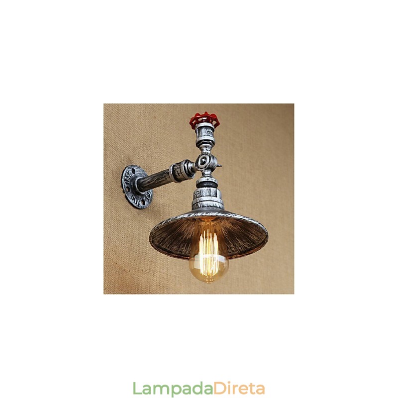 Pintura rústica de chalé para arandelas de parede com luz ambiente, luminária de parede prata