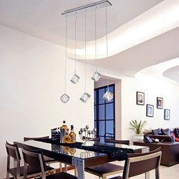Luminária pendente moderna contemporânea de cristal cromado