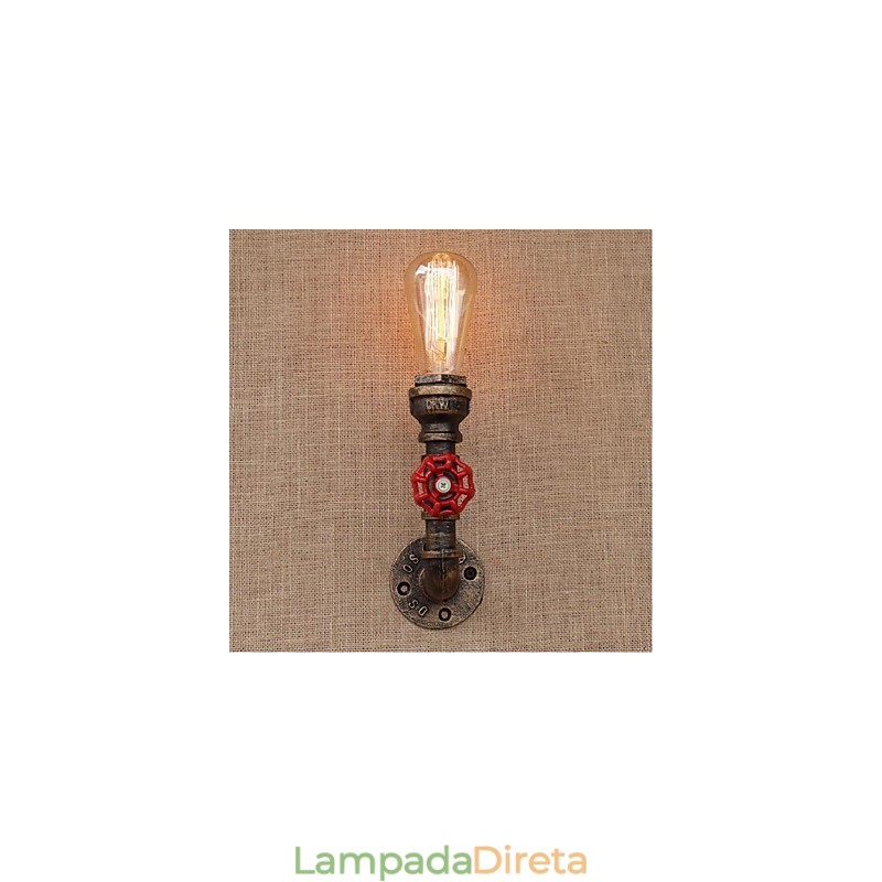 Nostalgia Simple Water Pipe Decorativo Pequeno Luminária de Parede Luz de Parede