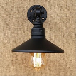 Luminária de parede estilo industrial nórdico com cano de água, luminária de parede preta