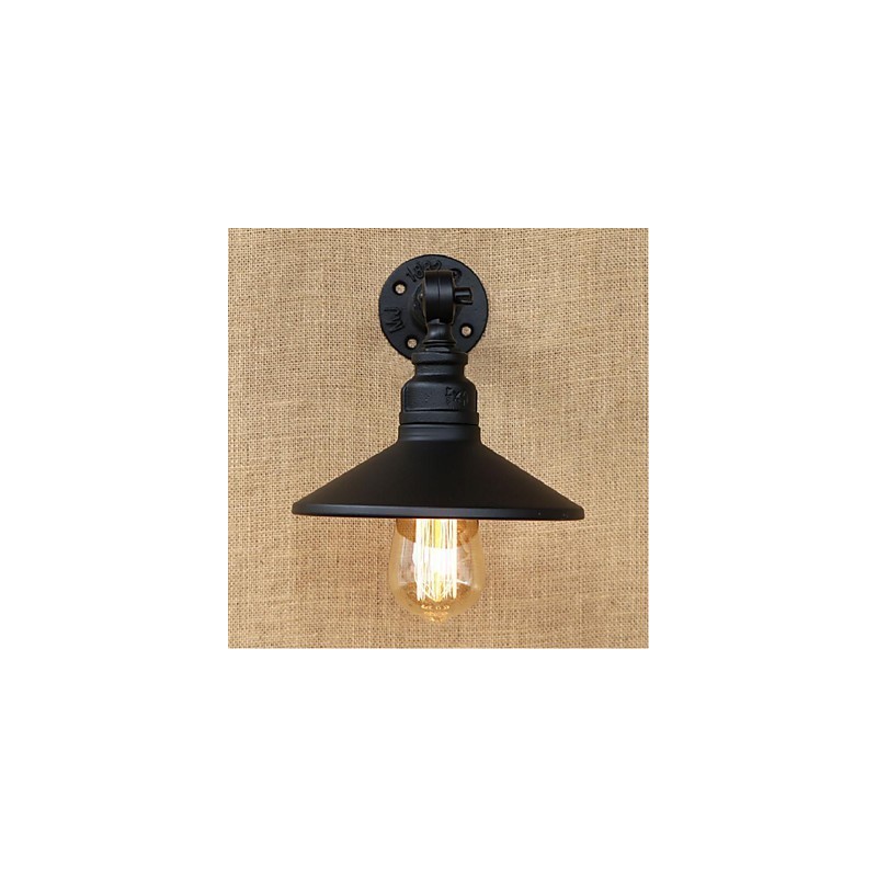 Luminária de parede estilo industrial nórdico com cano de água, luminária de parede preta