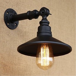 Luminária de parede estilo industrial nórdico com cano de água, luminária de parede preta