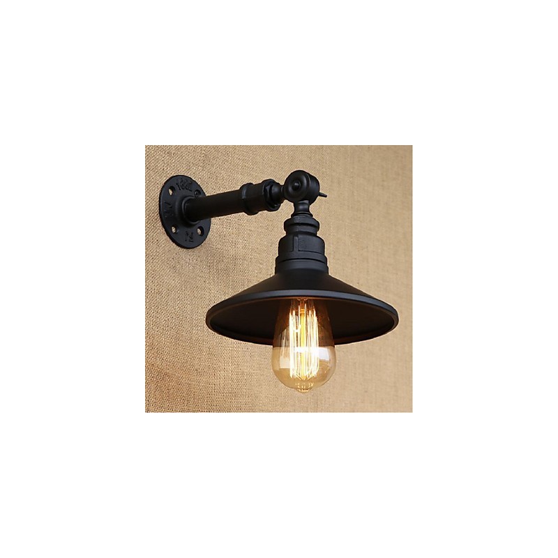 Luminária de parede estilo industrial nórdico com cano de água, luminária de parede preta