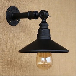 Luminária de parede estilo industrial nórdico com cano de água, luminária de parede preta