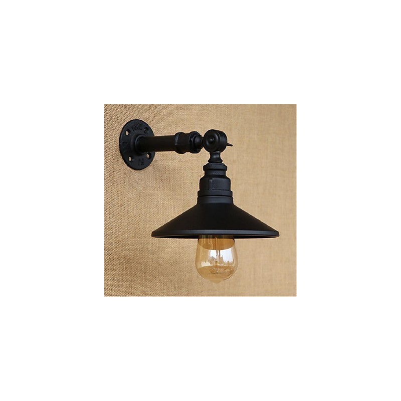 Luminária de parede estilo industrial nórdico com cano de água, luminária de parede preta