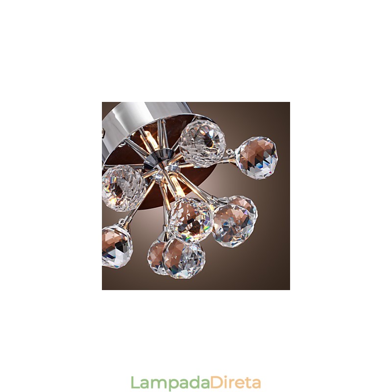 Mini estilo moderno e contemporâneo de cristal cromado metal embutido