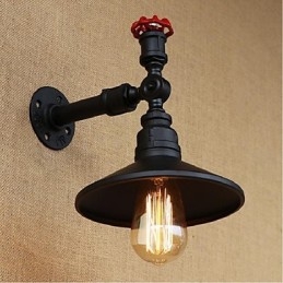 Pintura rústica de chalé para arandelas de parede com luz ambiente, luminária de parede preta