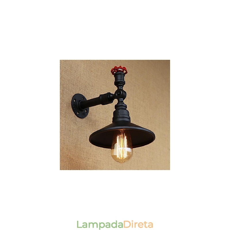 Pintura rústica de chalé para arandelas de parede com luz ambiente, luminária de parede preta