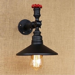 Pintura rústica de chalé para arandelas de parede com luz ambiente, luminária de parede preta