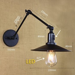 Pintura rústica de chalé para arandelas de parede com braço articulado estilo mini