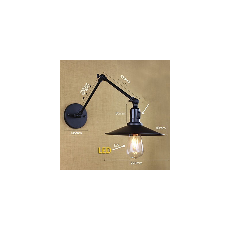 Pintura rústica de chalé para arandelas de parede com braço articulado estilo mini