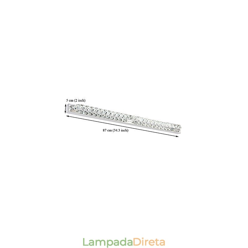 Lâmpada de espelho longa de alta qualidade, luzes de banheiro, metal e cristal, luz de parede