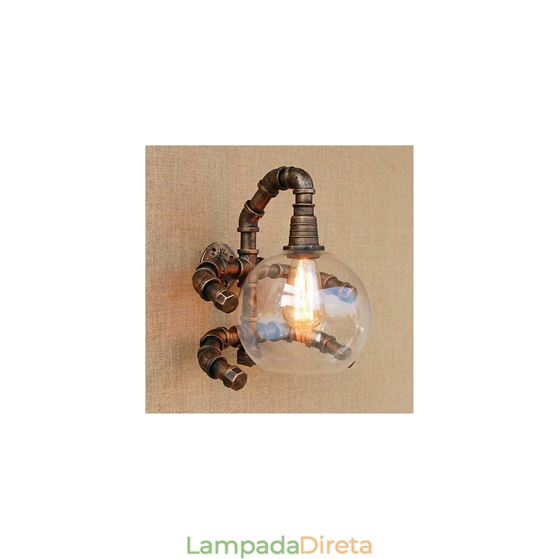 Luminária de parede rústica estilo country antique brass para iluminação ambiente